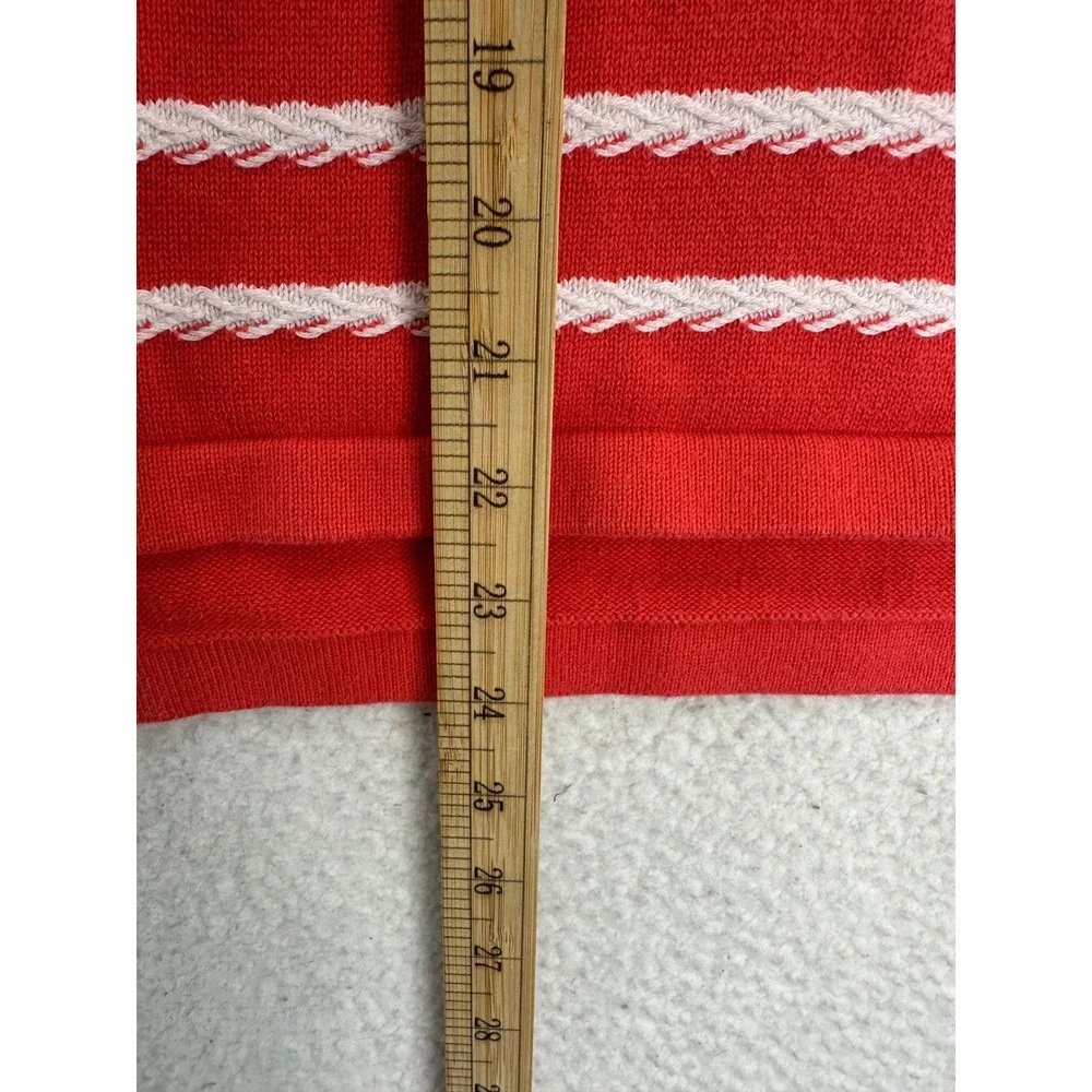 Liz Claiborne Women‎ Orange White Striped Cotton Sweater Pullover Size M